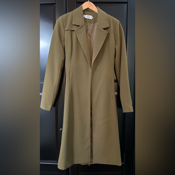 ONLY Runa Long Coat - long duster coat in green, size small - Picture 2 of 7